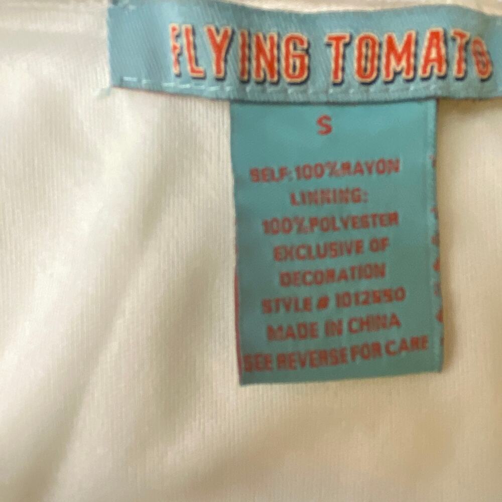 Flying Tomato Embroidered Mini Dress Small BoHo Sleeveless Ivory Ruffled Hem - Picture 3 of 12